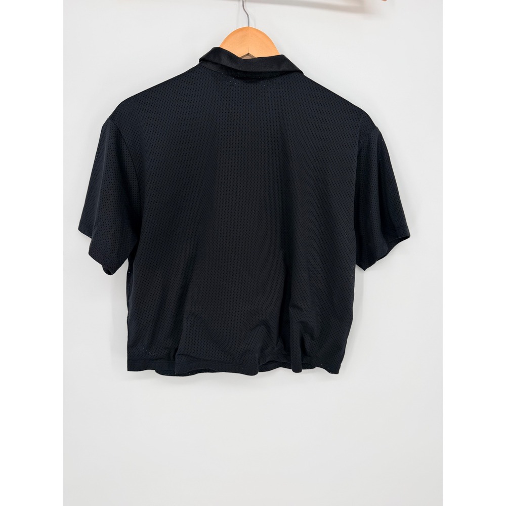 Jordan Mesh Button Down Shirt XL Black Short Sleeve Cropped Streetwear Sporty - Picture 2 of 7